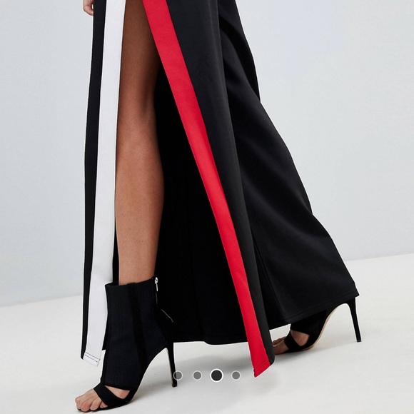 PrettyLittleThing Stripe Side Split Wide Leg Pants - Picture 3 of 5